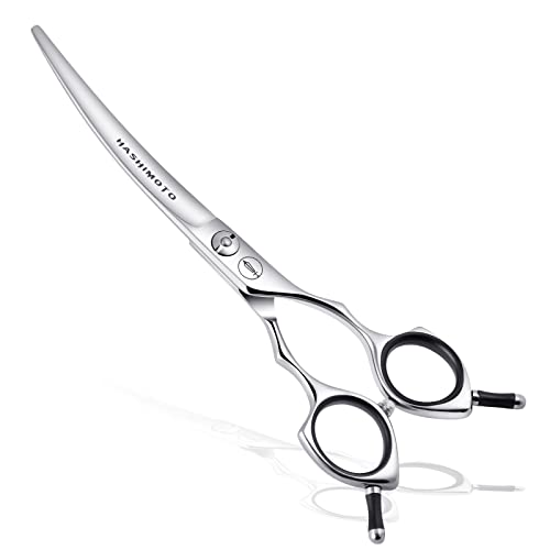 HASHIMOTO Curved Scissors For Dog Grooming,6.5 inches,Design For Professional Groomer.