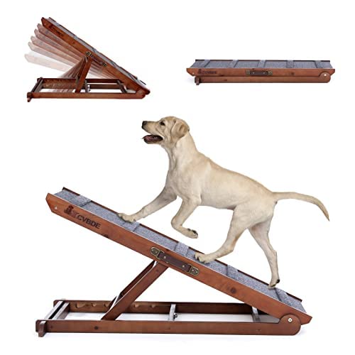 Adjustable Pet Ramp for All Dogs and Cats,42" Long and Adjustable from 14” to 26” with Paw Traction Mat Dog Car Ramps for SUV, Bed, Couch-Great for Small and Older Animals (Large)