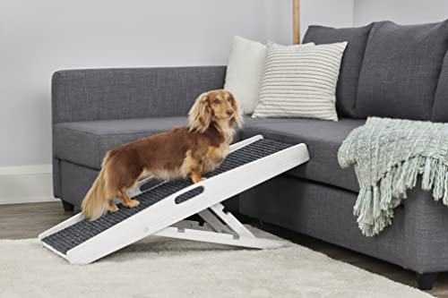 Carlson 39.5" Indoor Pet Ramp, White, Collapsible, Adjustable Height, Includes Handles, Non-Slip Carpet, and Rubber Feet