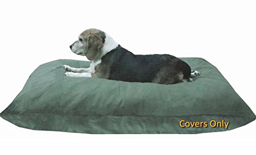 DIY Pet Bed Pillow Canvas Cover + Waterproof Internal case for Dog/Cat at Medium 36"X29" Olive Green Color - Covers only