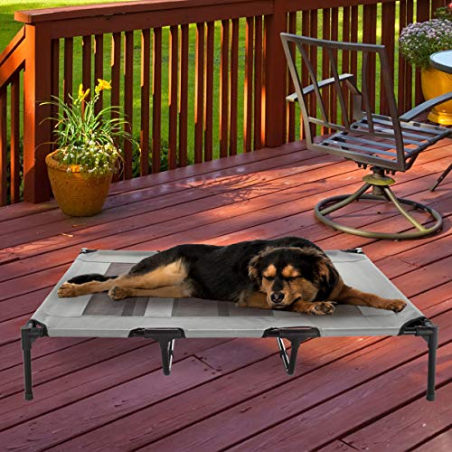 Elevated Dog Bed – 48x35.5 Portable Bed for Pets with Non-Slip Feet – Indoor/Outdoor Dog Cot or Puppy Bed for Pets up to 110lbs by Petmaker (Gray)