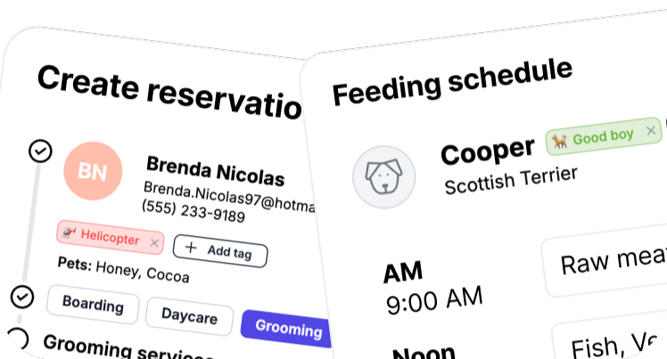 Create a reservation for your pet care business