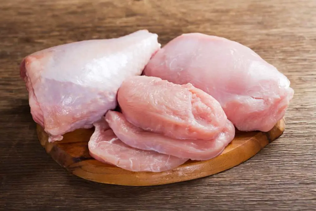 Raw cuts of turkey.